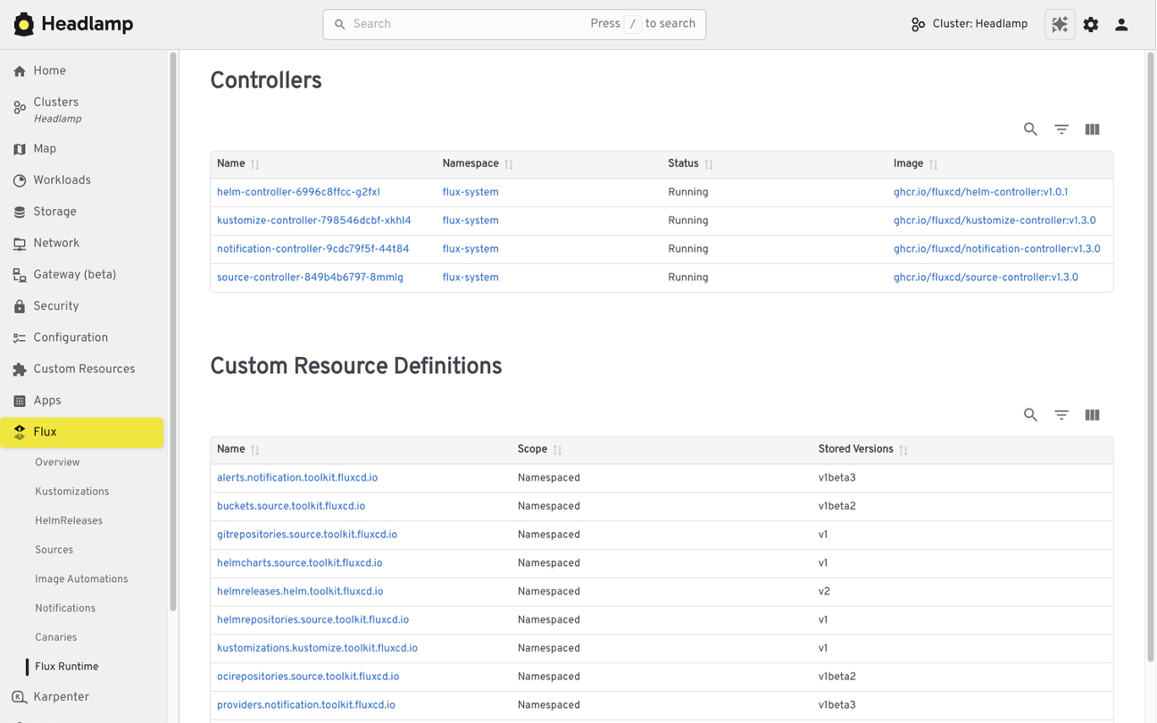 Viewing and managing GitOps resources in Headlamp using the Flux plugin